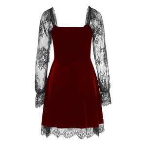 Vestido gótico de mujer Vintage encaje Grunge Punk Goth vestidos Casual Cosplay fiesta cóctel - Product Image 6
