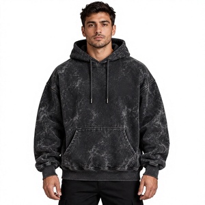 Sweat-shirt à capuche noir délavé pour homme MEAAK, avec cordon de serrage, poche kangourou, logo, style streetwear - Product Image 1
