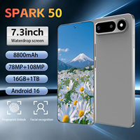 Dernier Smartphone Android 15 Octa Core Spark50 4G/5G, Écran HD 7,3 pouces, Reconnaissance Faciale, Empreinte Digitale, Batterie 5000 mAh