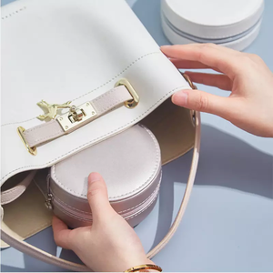 Wholesale <b>Small</b> Round Shape Pu Leather Jewelry Organizer <b>Box</b> Earring Ring Display <b>Box</b> Women Travel Jewelry Storage case - Product Image 5