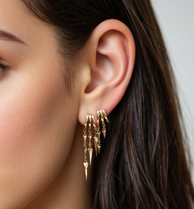 Fashion Jewelry 18K Gold Plated 925 Silver <strong>Earrings</strong> Piercing Jewelry 925 Sterling Silver Tassel <strong>Chain</strong> <strong>Stud</strong> <strong>Earrings</strong> for Women - Product Image 3