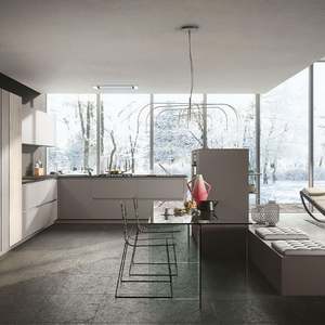 SANTOPOVA Meubles de cuisine avec évier mural en stratifié brillant, armoires de cuisine avec portes en verre, fabriqués aux États-Unis - Product Image 4