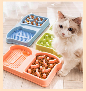 Eco Friendly Anti-Spill Slow Feeder <strong>Bowl</strong> Dual <strong>Bowl</strong> Non-Slip Pet Dish with Lick Mat Plastic Slow <strong>Eat</strong> Training <strong>Dog</strong> <strong>Bowl</strong> - Product Image 2