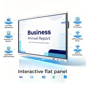 Pizarra Interactiva Inteligente 4K Personalizable de 65-86 Pulgadas con Pantalla Táctil Plana y Cámara para Aulas y Reuniones - Product Image 3