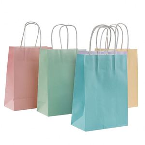 Sacs en papier kraft blancs de haute qualité avec logo imprimé personnalisé et poignée pour le shopping - Product Image 5