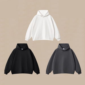 Sweat-shirt court et ample en molleton bouclette style boxy, cordon de serrage réglable, 420 g/m², poids lourd, haute qualité, logo personnalisé, tendance - Product Image 6