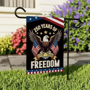 Low Price Amazo Hot Sell Weather Resistant Polyester Cloth Digital Printing 12x18 Double Sided Pennant 250th Birthday <b>Garden</b> - Product Image 4