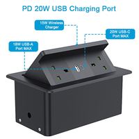 Puissance d'usine de Shenzhen intégrée dans le mobilier de bureau boîte de prise de USB-C pop-up hydraulique de bureau avec chargeur sans fil rapide Top 15W