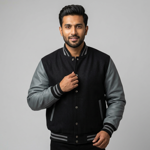 2025 Vintage <b>Baseball</b> Bomber Letterman <b>Jacket</b> <b>for</b> <b>Men</b> High Quality Custom Embroidery Stand Leather Sleeve Winter Street Wear - Product Image 1
