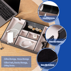 SANQIANWAN vente chaude personnalisé valet plateau table de chevet organisateur chevet clé pièce en cuir PU bureau valet plateau pour hommes - Product Image 3