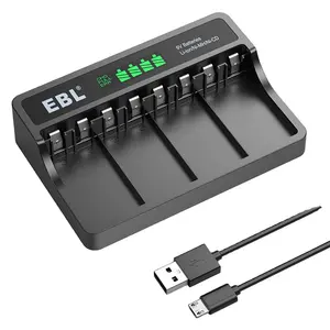 EBL LCD 9V Smart Battery Charger For 9 Volt Lithium-ion / Ni-MH / Ni-CD Rechargeable Batteries