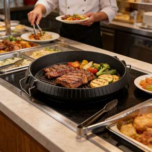 Чугунная сковорода для тэппаньяки, утолщенная и глубокая, круглая, для коммерческого использования - Product Image 3