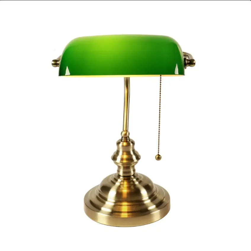 Lampe de Table européenne, bandérole en verre vert pour bureau, Vintage