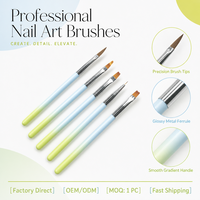 Ensemble de pinceaux en gel de nylon flexible de qualité supérieure, manche mat dégradé personnalisable, outils de manucure à pointe fine multi-spécifications
