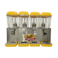Distributeur de jus de fruits électrique commercial 16L à 4 réservoirs, type pulvérisateur, machine à mélanger les boissons, distributeur de boissons robuste