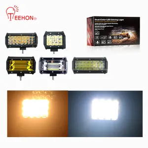 Barra de luz led de 7 polegadas, 3 linhas, 72w, atv, para trabalhos retos, para carro, trator, barco, offroad