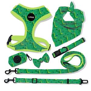 Adjustable Heavy Comfort <b>Dog</b> Harness Set Breathable Custom Padded Mesh Reversible Fashion Reflective Nylon Pet Leash Collar - Product Image 5