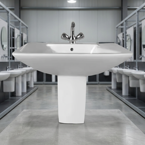 European <b>Wall</b> Mount Ceramic Wash Basin Half Pedestal Lavabo Sink And Stand For Bathroom Home Kitchen Use - Product Image 6