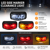 Luz Lateral LED Ámbar con Certificación E-Mark, 10-30V, Impermeable, para Remolques, Camiones y Caravanas