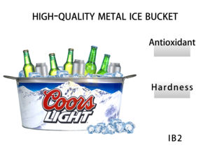 Seau à glace antirouille anti-fuite de soudage deux poignées latérales Champagne réfrigéré métal galvanisé étain bière vin support de stockage de glace - Product Image 3