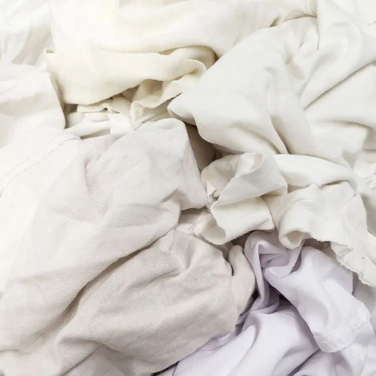 उच्च गुणवत्ता सफेद सूती पोंछते लत्ता 20-60cm 10kg गांठें औद्योगिक धोने चीर सफेद रंग मिश्रित टी शर्ट कपास