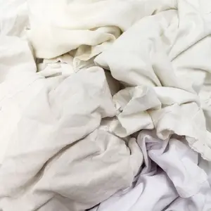 High Quality White Cotton Wiping Rags 20-60cm 10kg Bales Industrial Wash Rag White Color Mixed T Shirt Cotton