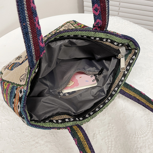 Sac fourre-tout en toile écologique personnalisé avec broderie vintage et fonction de rangement <span class=keywords><strong>littéraire</strong></span> - Product Image 4