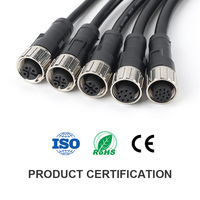 Cable impermeable M12, código A, para conexiones de sensores industriales, núcleo 2-17, arnés detector de metales para exteriores