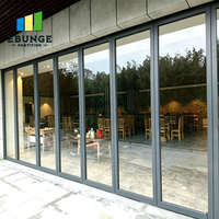 Cloison de séparation en verre mobile avec cadre en aluminium, paroi coulissante pour bureau, restaurant, espace commercial