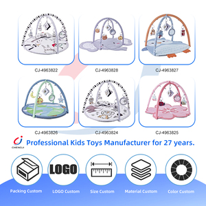 Tapis d'éveil rond en coton doux et apaisant Chengji pour bébé, avec jouets suspendus et hochets pour le temps sur le ventre - Product Image 4