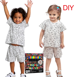 Vente en gros de pyjamas d'été à manches courtes pour garçons, lavables, fusée, coloriage dans l'espace, peinture, dessin avec marqueur, pyjama pour enfants, couleur - Product Image 1