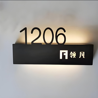 Plaque de numéro de maison LED rétroéclairée, moderne, pour intérieur et extérieur, à fixer au mur, avec numéros d'adresse lumineux