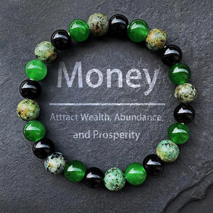 Bracciale Unisex con Perline in Avventurina Verde e <span class=keywords><strong>Occhio</strong></span> <span class=keywords><strong>di</strong></span> <span class=keywords><strong>Tigre</strong></span>, Placcato Oro, Design Geometrico Trendy per Ricchezza ed Energia - Product Image 4