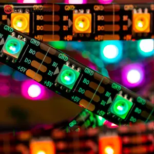 PCB Lampu Setrip Led Digital Warna Impian Penuh, Lampu Strip Led Digital Kabel Sinyal Ganda IP30 65 67 1M 5M 30 60 144 Piksel Hitam Putih