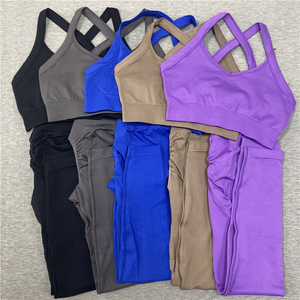 Ensemble <span class=keywords><strong>de</strong></span> Yoga bon marché, soutien-gorge <span class=keywords><strong>de</strong></span> gymnastique, Scrunch, fesses sans couture, Leggings d'entraînement pour femmes, costume <span class=keywords><strong>de</strong></span> Sport deux pièces, nouvelle collection 2023 - Product Image 5
