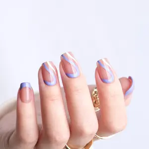 Senboma Gel Designed Swirl Französische Presse auf Nägeln Salon Fake Nails