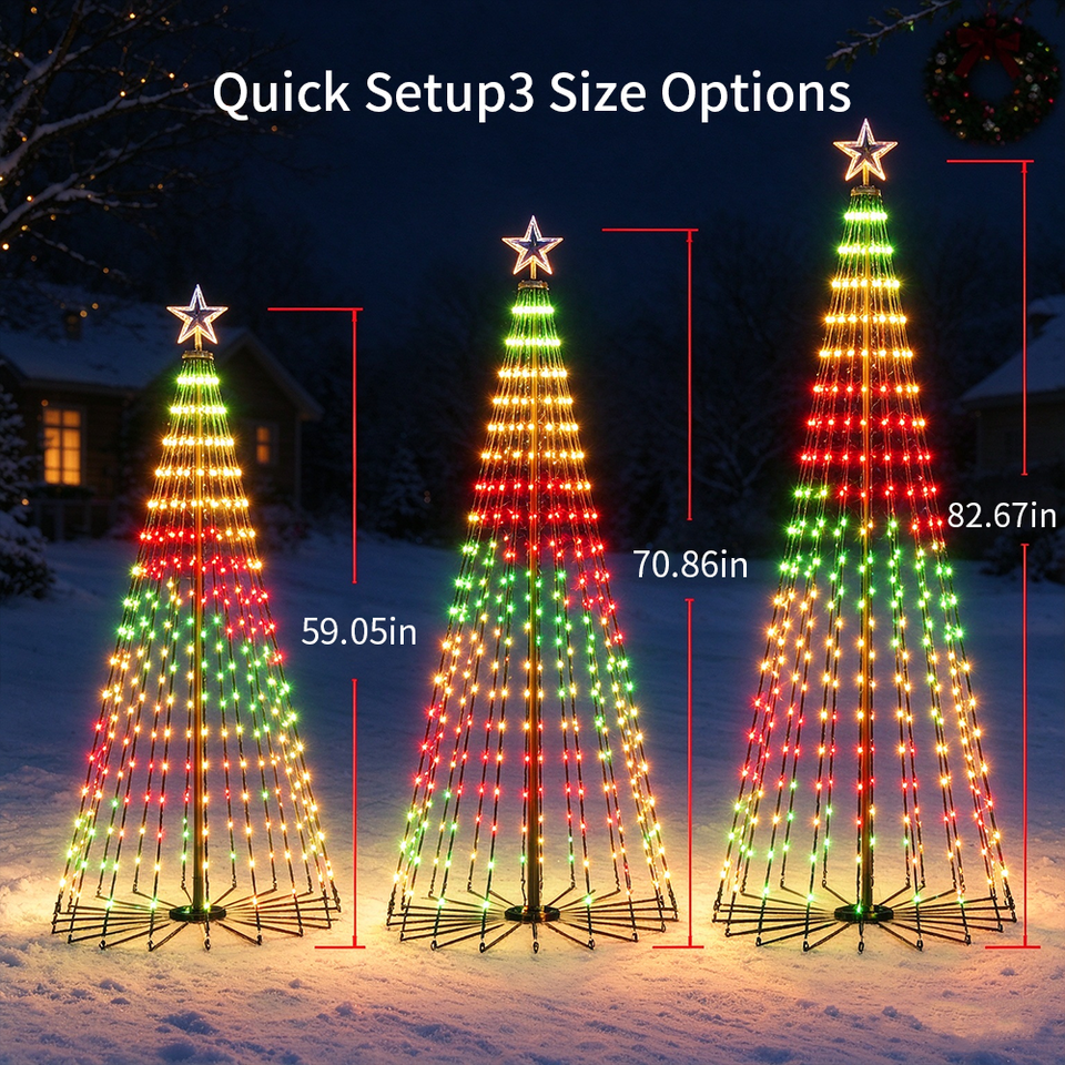 Smart Animated Christmas Balcony Lights, Christmas Tree Lights USB ...