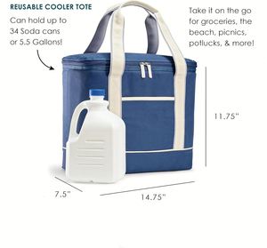 Cooler Bag with Hard Bottom for Rideshare Bag Cooler Bag for Groceries Food Drinks Suitable for Beach Picnic and Outdoor Use - Product Image 3