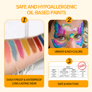 Nouvel ensemble de peintures pour le visage et le corps à base d'huiles végétales naturelles non toxiques en 12 couleurs pour enfants, certifié CE, pour l'art DIY et le maquillage de performance - Product Image 3