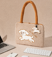 Sac à main pour ordinateur portable en peluche douce antichoc, double compartiment, housse de protection pour ordinateur universelle 13,3 14 pouces OEM ODM