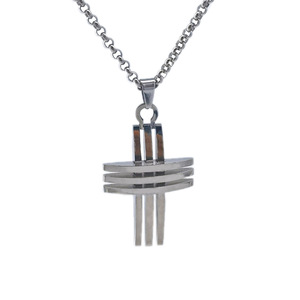 สแตนเลสสตีลจี้รูปกากบาทสำหรับผู้ชายแฟชั่นสไตล์ฮิปฮอปการออกแบบที่ทันสมัยโทนสีเงินเครื่องประดับอุปกรณ์เสริม - Product Image 5