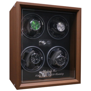 Tùy Chỉnh Xoay An Toàn 4 Khe Cắm LED Ánh Sáng Bằng Gỗ Tự Động Biểu Tượng Tùy Chỉnh Óc Chó Hạt Xem Winder Hộp - Product Image 3