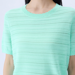 <span class=keywords><strong>T</strong></span>-shirts en Soie et Coton Personnalisés pour Femmes – Hauts Décontractés à Col Rond Tendance pour l'É<span class=keywords><strong>t</strong></span>é et le Printemps – Vente en Gros - Product Image 6