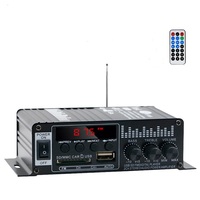 Amplificador de Potencia para el Hogar, 220V 12V, Amplificador de Potencia con Radio FM y Ranura para Tarjeta de Coche