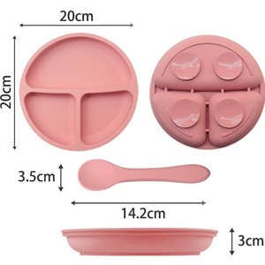 Plato de Silicona de Grado Alimenticio con Divisiones para Bebés, Bandeja Antideslizante de Silicona para Alimentos, Plato de Alimentación para Niños con Succión - Product Image 3