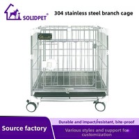 Cage pour animaux de compagnie Solidpet en acier inoxydable 304 respirante et multifonctionnelle avec barres métalliques pour chiens miniatures/petits, emballage en boîte, voyage, extérieur