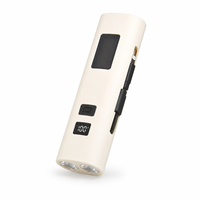 Linterna LED Recargable USB Z818 de ABS Color Marfil con Banco de Energía Integrado, Resistente al Agua IP44, 400 Lúmenes, Modos de Luz Alta/Baja/Intermitente/Advertencia Roja