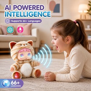 Peluche parlante IA, alimentée par ChatGPT, yeux LED changeants d'humeur, 6 styles d'animaux, 66 langues, racontant des histoires, jouet interactif pour enfants, cadeau - Product Image 3