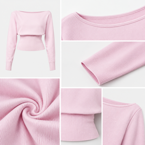 <span class=keywords><strong>Maglione</strong></span> Casual da Ufficio Autunno-Inverno con <span class=keywords><strong>Scollo</strong></span> <span class=keywords><strong>a</strong></span> <span class=keywords><strong>Barchetta</strong></span>, Slim e Leggero, Colore Pesca con Morbida Texture Simil-Lana - Product Image 3