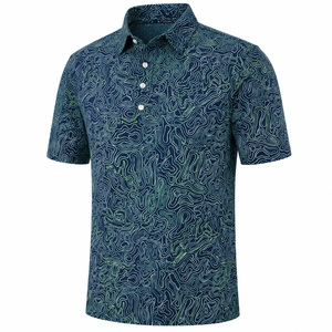 Polos de Golf Personalizados para Hombre, Color Azul Marino, Diseño de Líneas Abstractas, Manga Corta, Marca Privada, Fabricante OEM ODM - Product Image 5